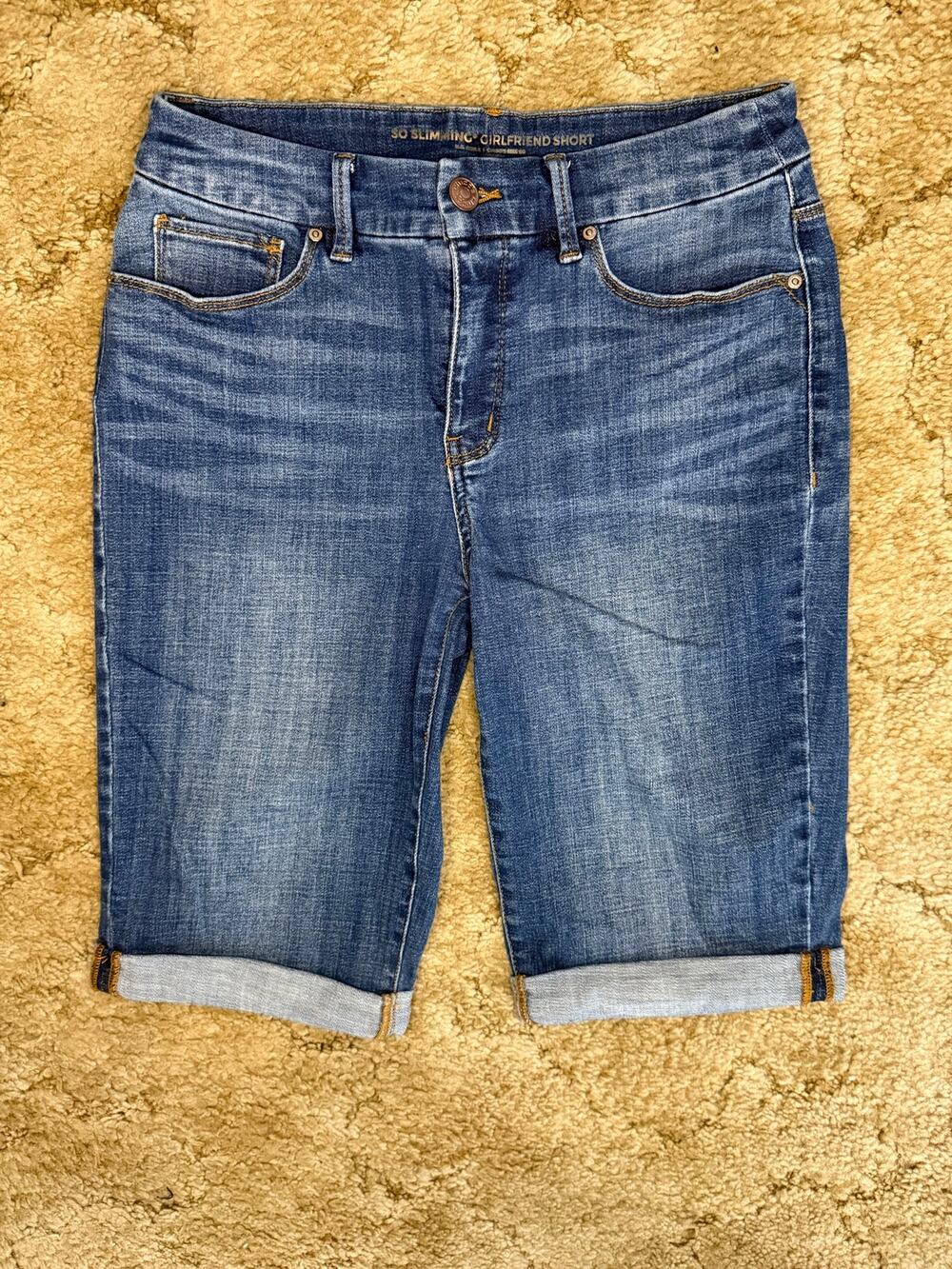 Chico's So Slimming Girlfriend Denim Shorts 00 US 2 Cuffed Bermuda